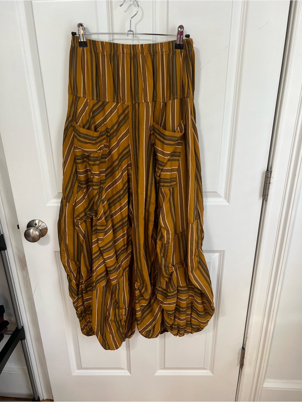 Striped Mustard Balloon Pants